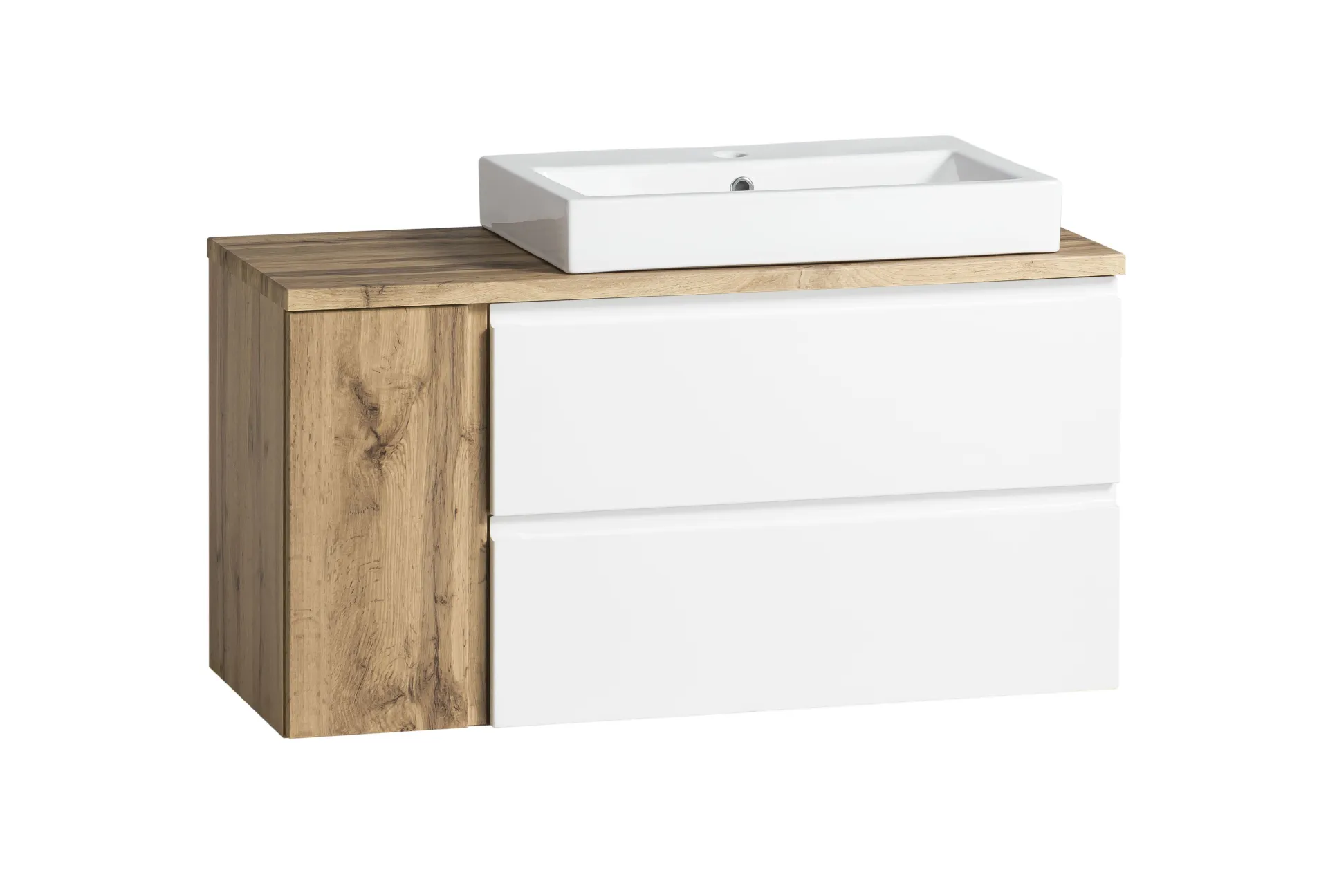 Held Badezimmerset Varese | Waschtisch und Spiegelschrank mit Beleuchtung | Wotan Eiche es Design