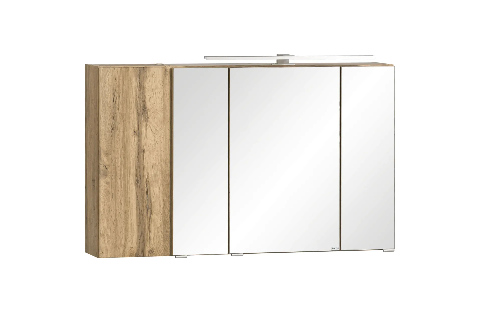Held Badezimmerset Varese | Waschtisch und Spiegelschrank mit Beleuchtung | Wotan Eiche es Design