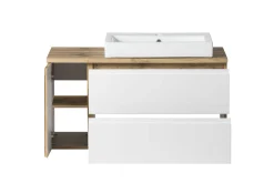 Held Badezimmerset Varese | Waschtisch und Spiegelschrank mit Beleuchtung | Wotan Eiche es Design
