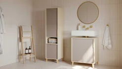 Badezimmer-Säulenschrank Azul - 40x40x153cm - 2 Türen - beige
