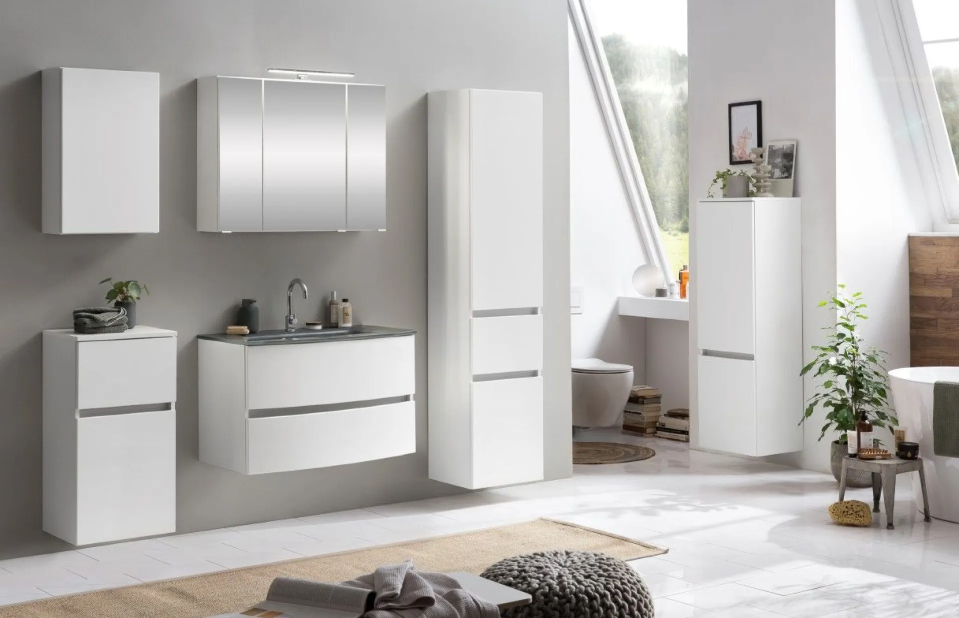 Held Badkombination Kornel 4 3-teilig mit grauem Waschbecken -