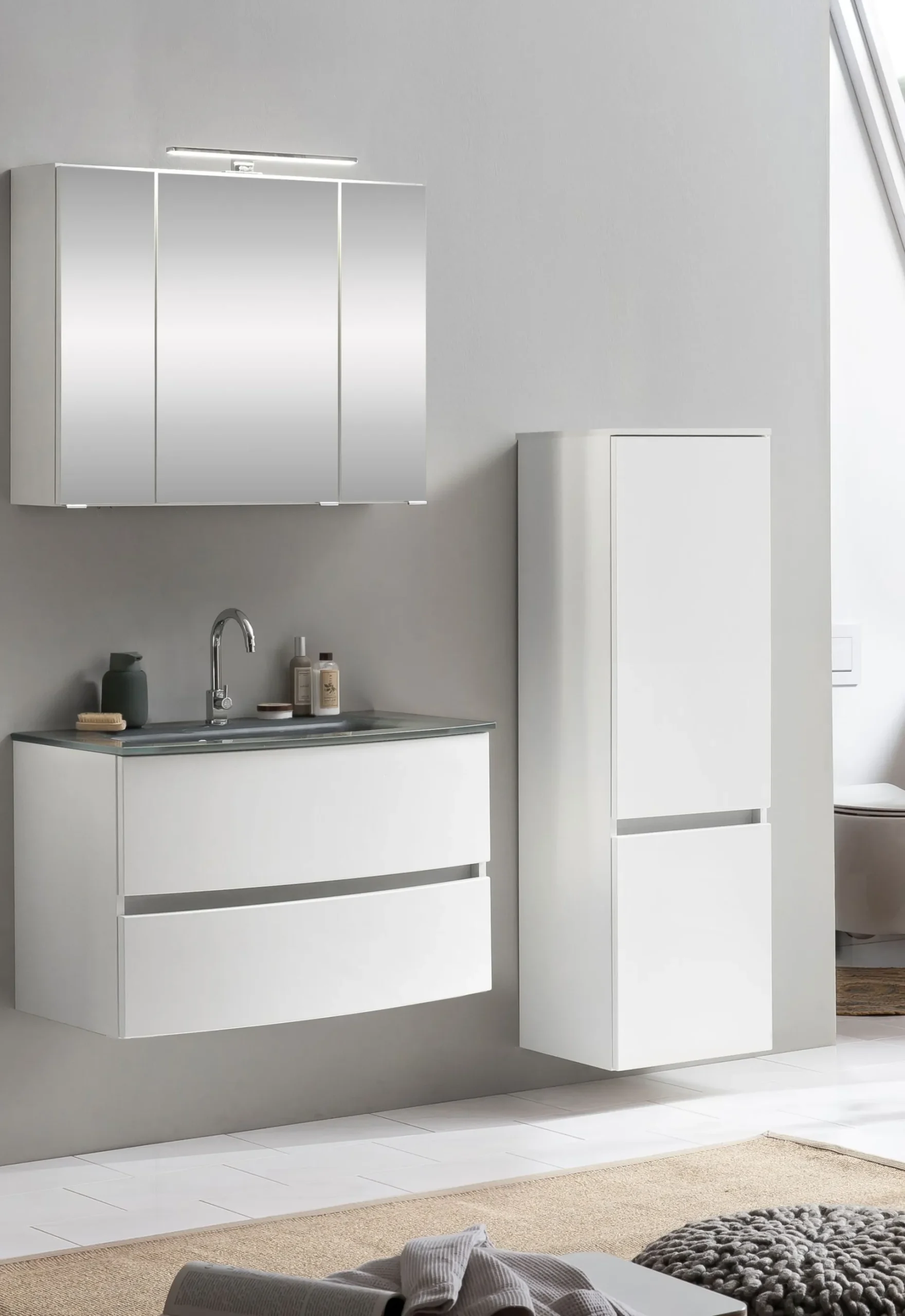 Held Badkombination Kornel 4 3-teilig mit grauem Waschbecken -