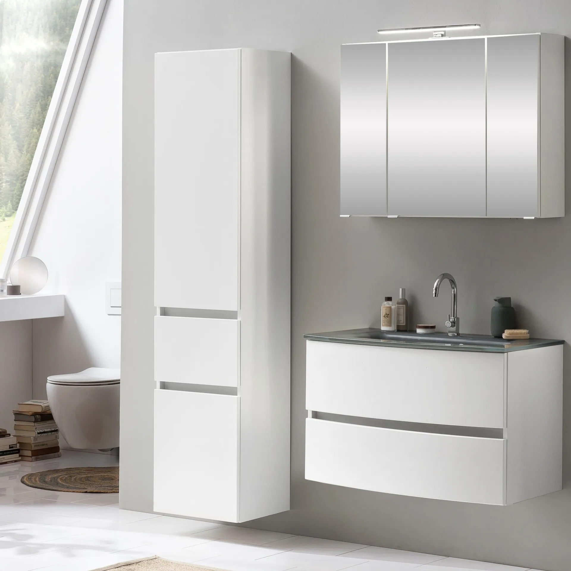 Held Badkombination Kornel 5 3-teilig mit grauem Waschbecken -