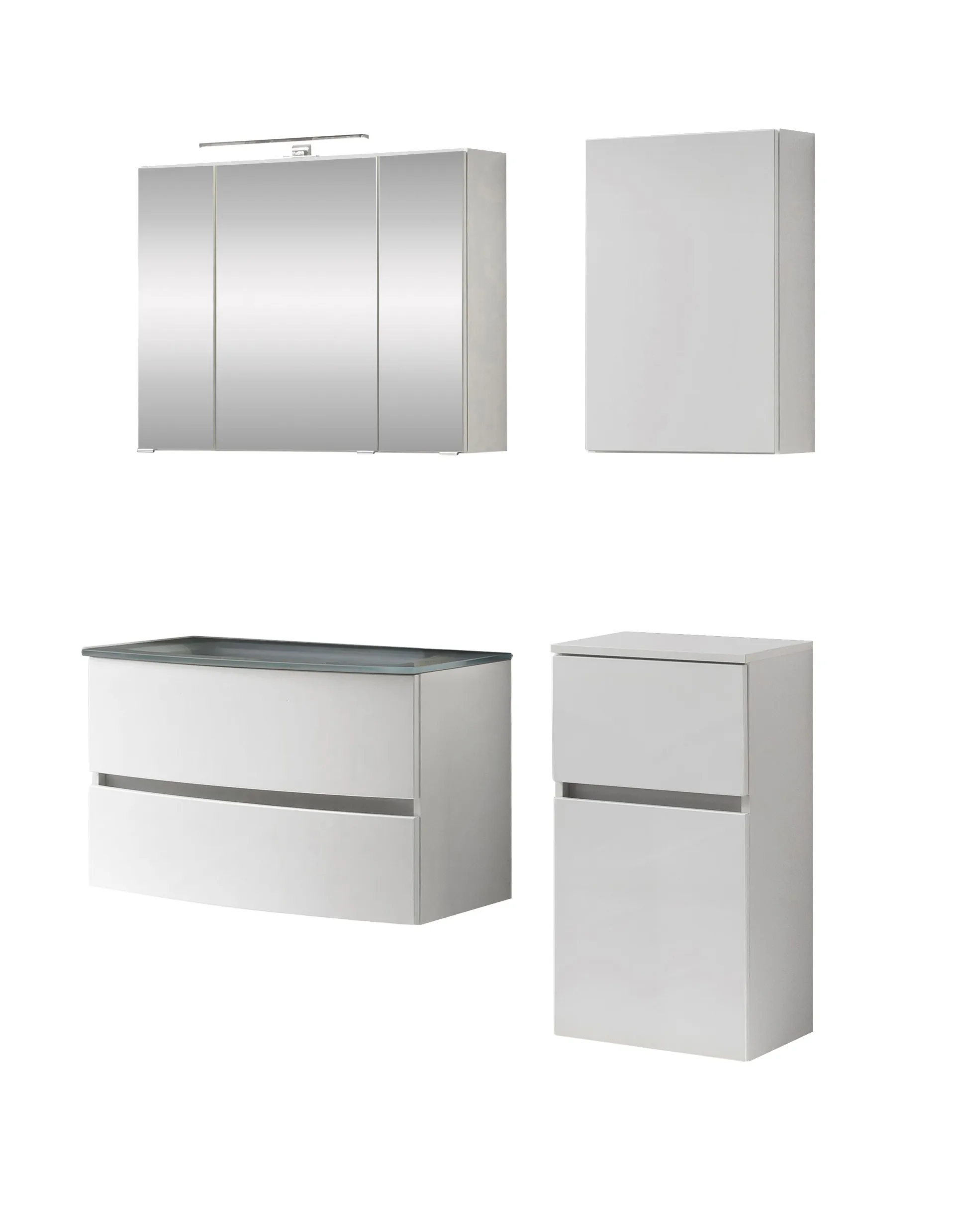Held Badkombination Kornel 8 4-teilig mit grauem Waschbecken -