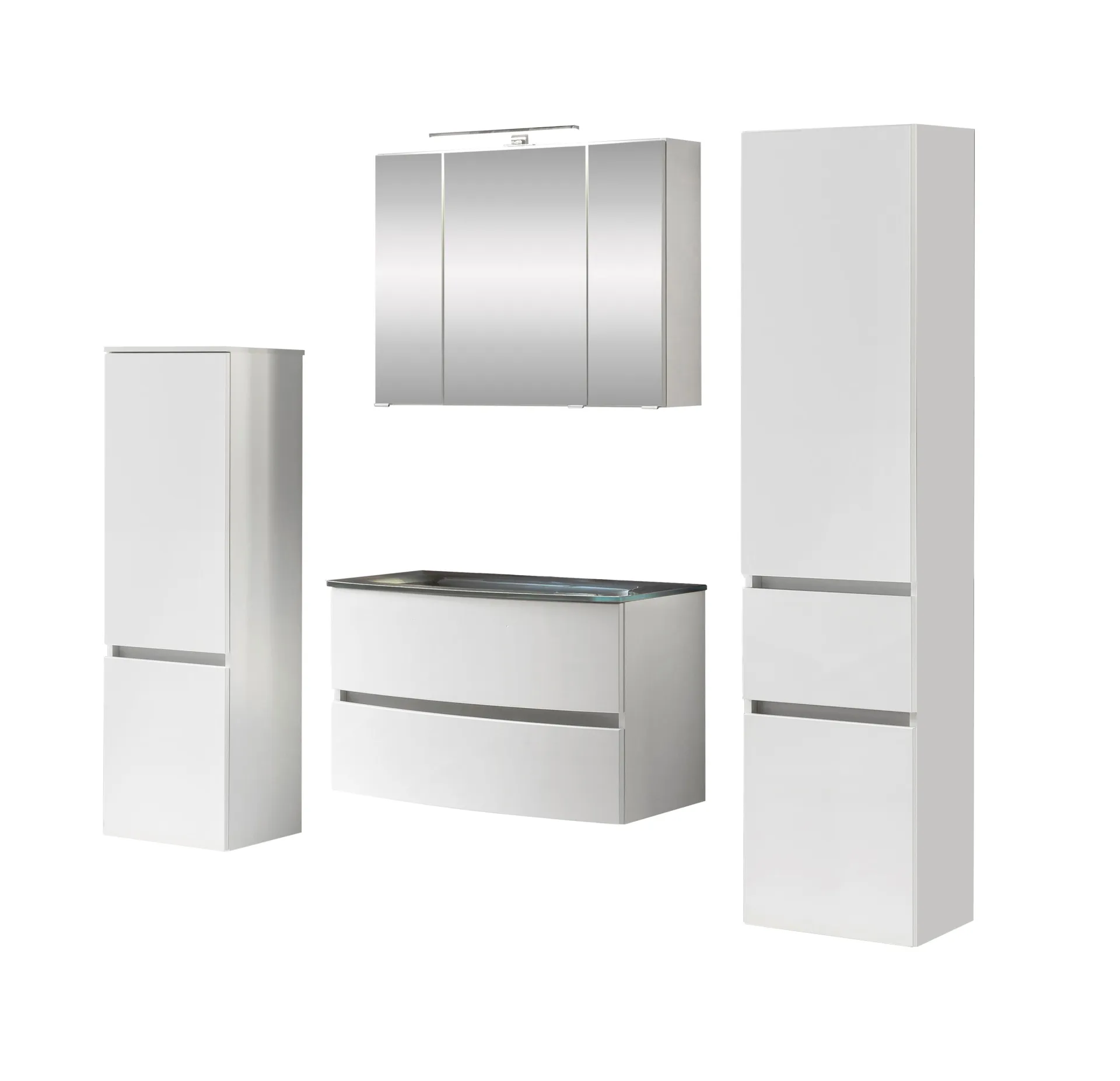 Held Badkombination Kornel 10 4-teilig mit grauem Waschbecken -