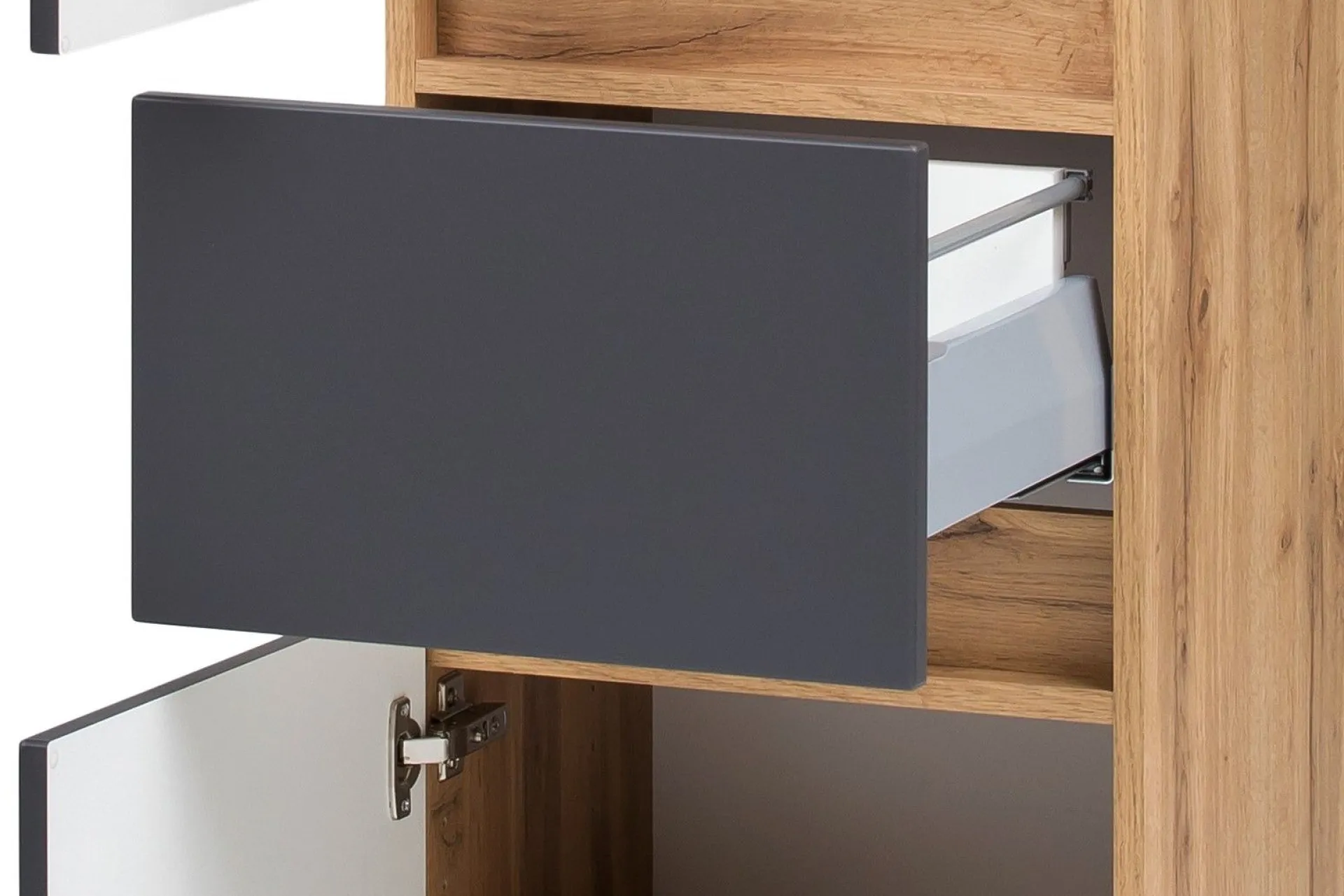 Held Badkombination Kornel 10 4-teilig mit grauem Waschbecken - Eiche/mattgrau
