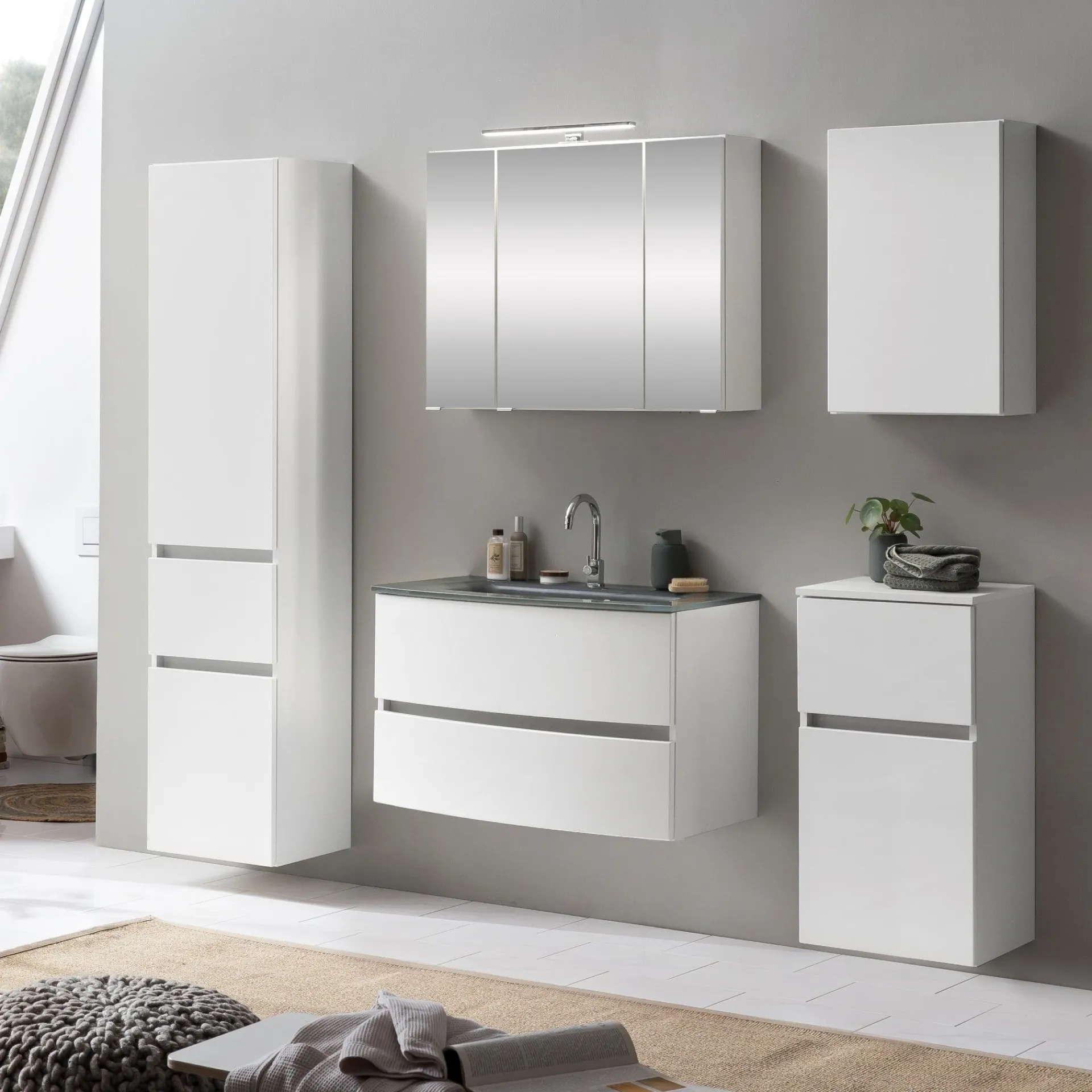 Held Badkombination Kornel 14 5-teilig mit grauem Waschbecken -