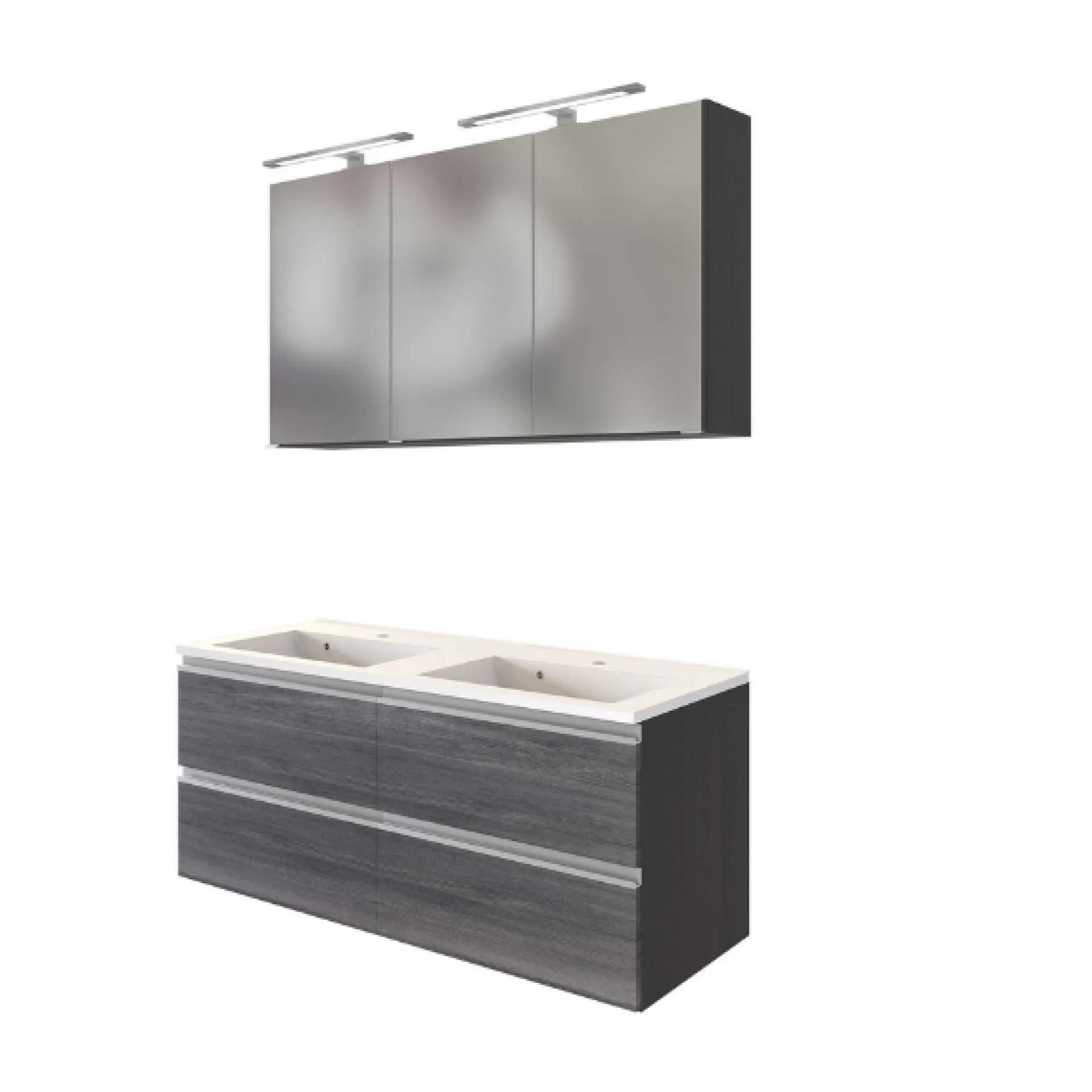 Held Badkombination Lotuk 4 Waschtisch und Spiegelschrank 120cm -