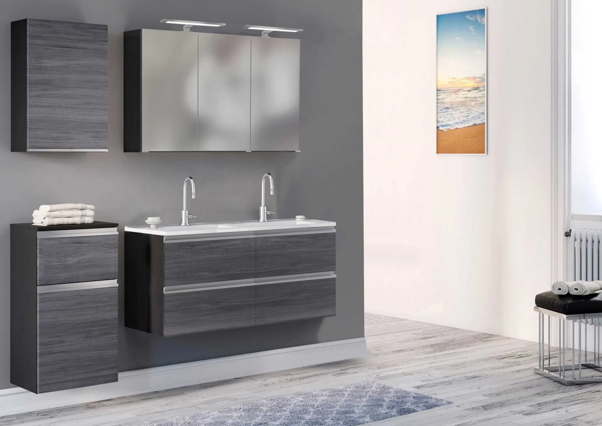 Held Badkombination Lotuk 4 Waschtisch und Spiegelschrank 120cm -