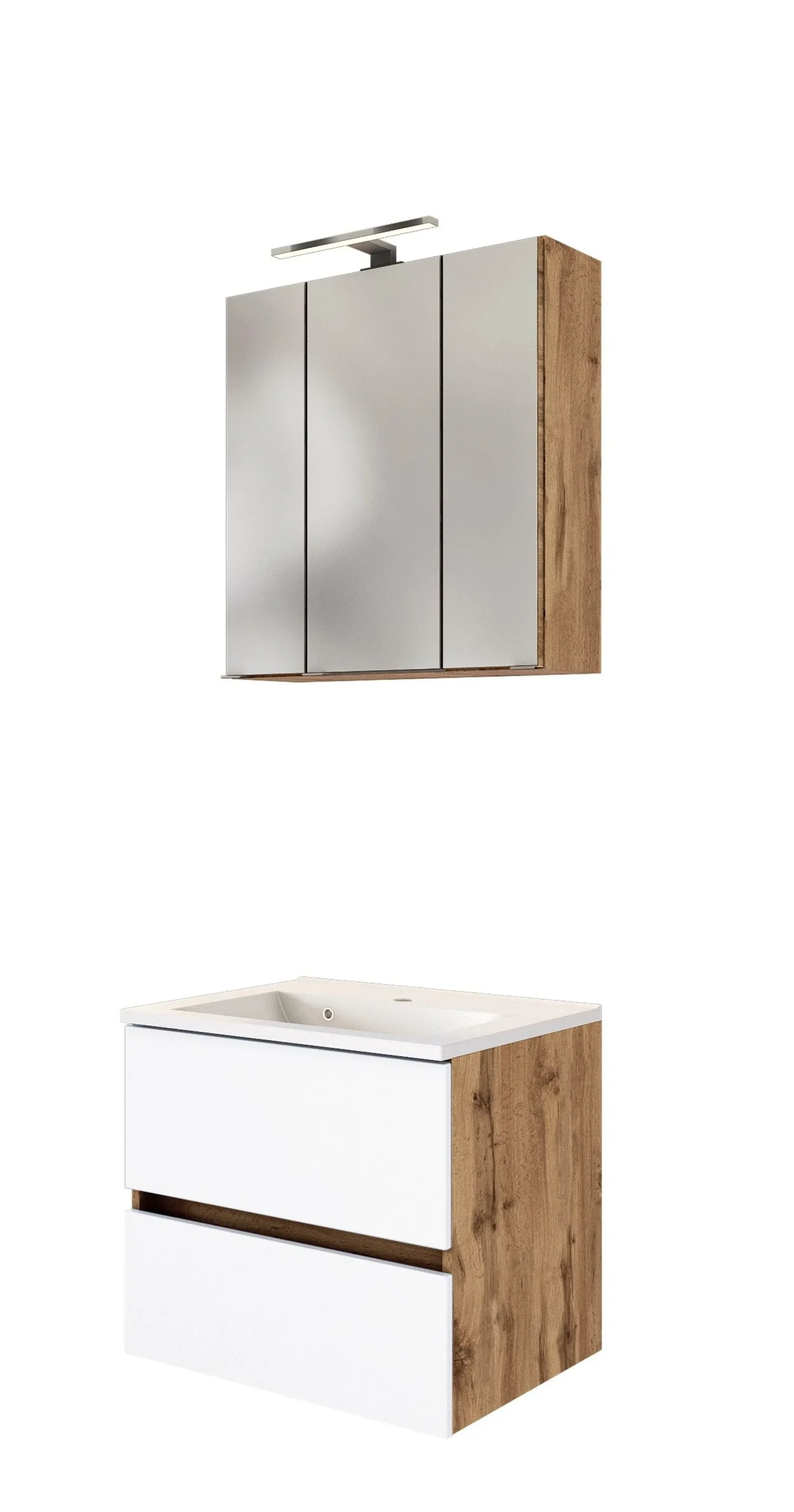 Held Badkombination Luna 2-teilig 60cm - Eiche/Weiß