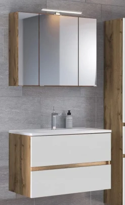 Held Badkombination Luna 2-teilig 60cm - Eiche/Weiß