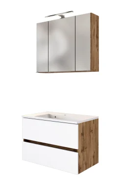 Held Badkombination Luna 2-teilig 80cm - Eiche/Weiß