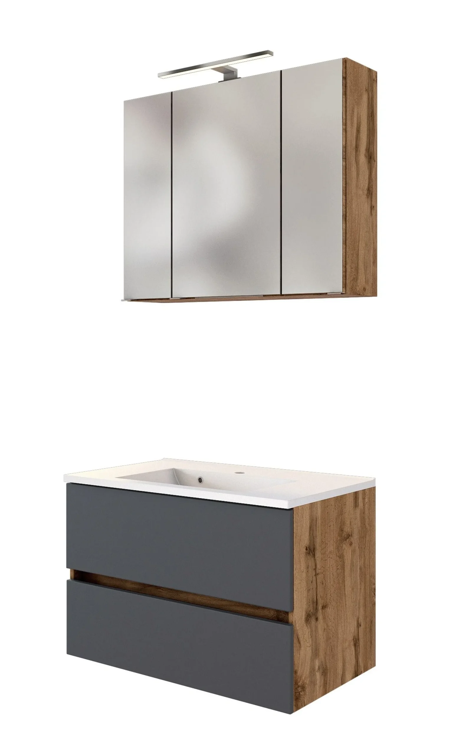 Held Badkombination Luna 2-teilig 80cm - Eiche/grau