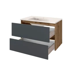 Held Badkombination Luna 2-teilig 80cm - Eiche/grau