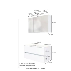 Held Badkombination Luna 2-teilig 100cm - Eiche/Weiß