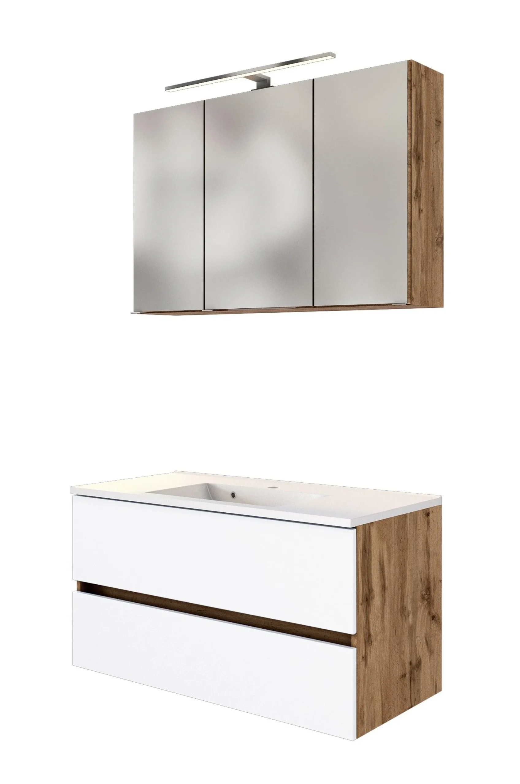 Held Badkombination Luna 2-teilig 100cm - Eiche/Weiß
