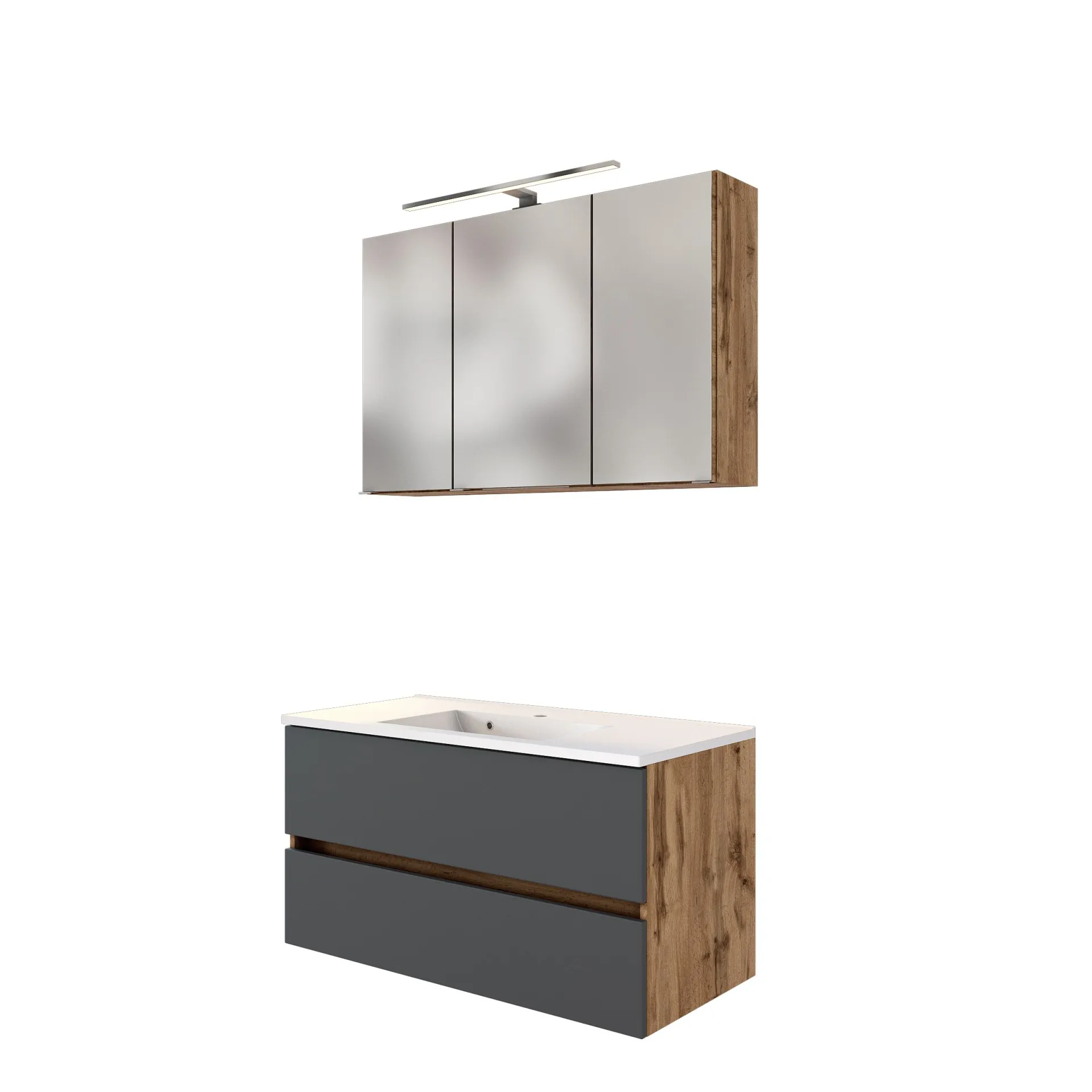 Held Badkombination Luna 2-teilig 100cm - Eiche/grau