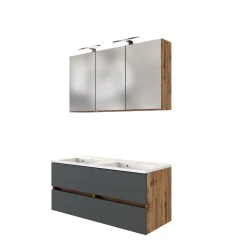Held Badkombination Luna 2-teilig 120cm - Eiche/grau