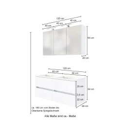 Held Badkombination Luna 2-teilig 120cm - Eiche/grau