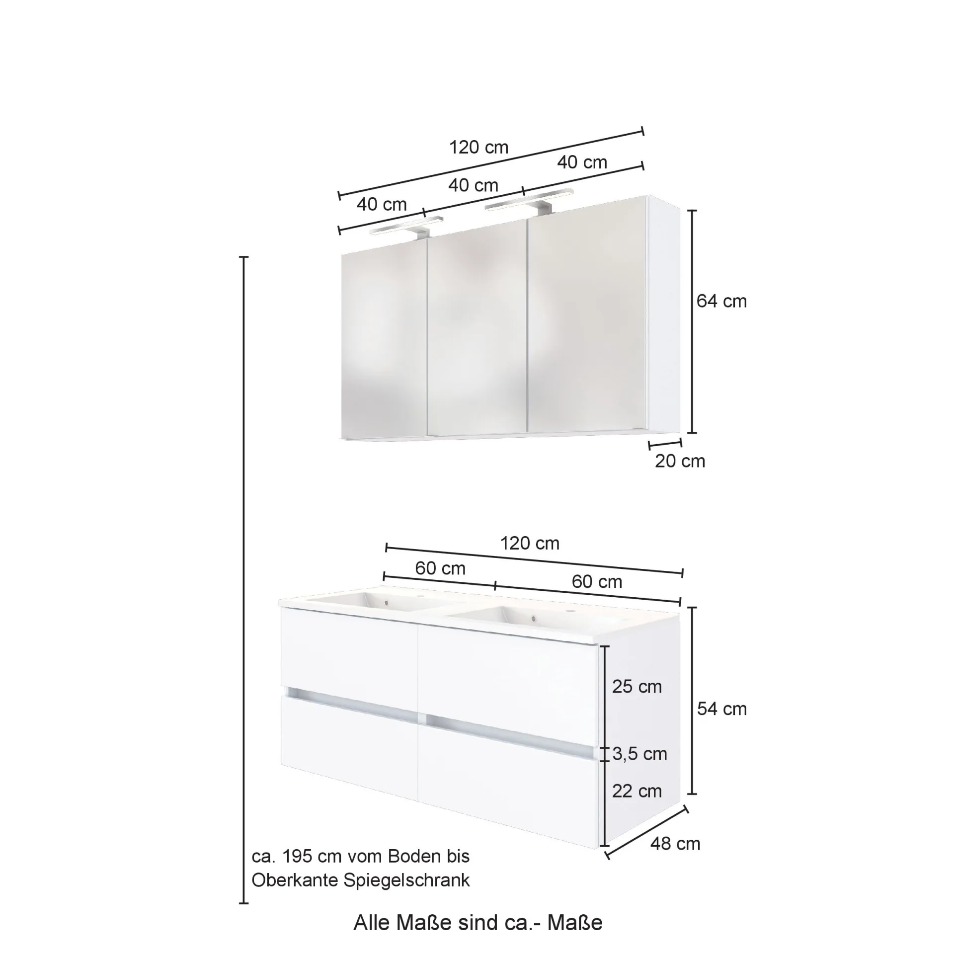 Held Badkombination Luna 2-teilig 120cm - graphit/quecksilber