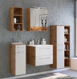 Held Badkombination Sefa 1 mit Waschbecken und Spiegelschrank - Eiche/Weiß
