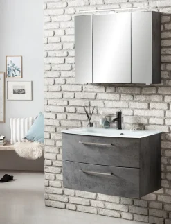 Held Badkombination Stivan 2-teilig mit weißem Waschbecken - Beton