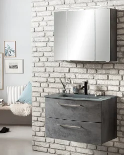 Held Badkombination Stivan 2-teilig mit grauem Waschbecken - Beton
