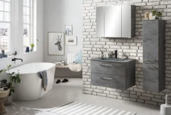 Held Badkombination Stivan 3-teilig mit grauem Waschbecken - Beton