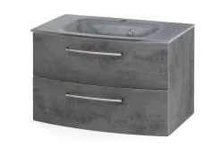 Held Badkombination Stivan 3-teilig mit grauem Waschbecken - Beton