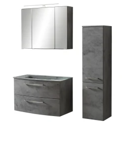 Held Badkombination Stivan 3-teilig mit grauem Waschbecken - Beton