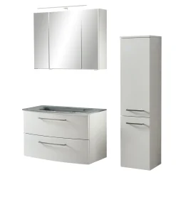 Held Badkombination Stivan 3-teilig mit grauem Waschbecken -