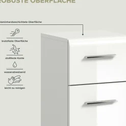 Badschrank Ice Xonox - Hochglanz Weiß - 30x80x30 cm