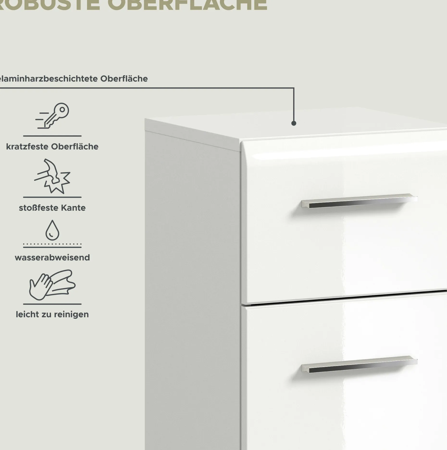 Badschrank Ice Xonox - Hochglanz Weiß - 30x80x30 cm
