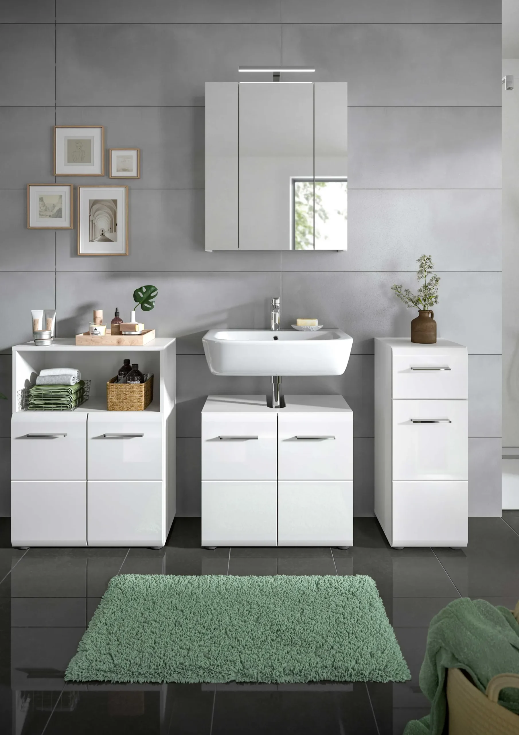 Badschrank Ice Xonox - Hochglanz Weiß - 30x80x30 cm