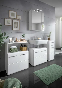 Badschrank Ice Xonox - Hochglanz Weiß - 30x80x30 cm