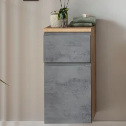 Bad-Sideboard Varese | 40 x 35 x 64 cm | Betonfarbenes Design