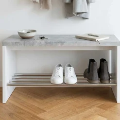 Bank Tillio 81cm, 1 Gestell - Chrom/Beton Dekor