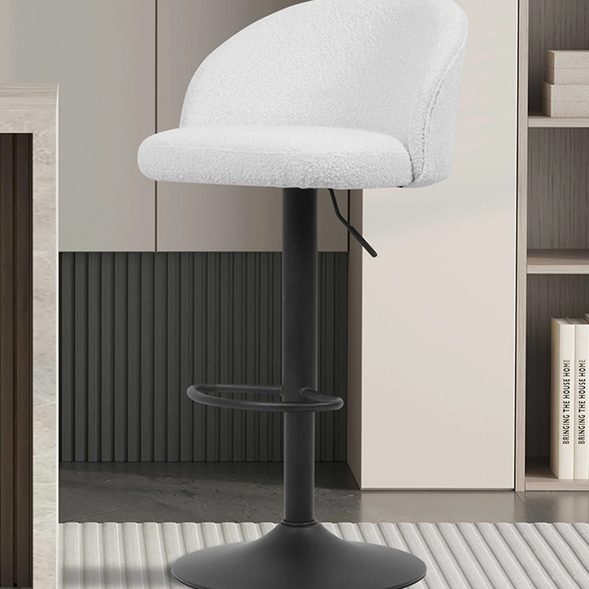 Rousseau Barhocker Arda Bouclé | Metallbeine | H-H 86/107 x B-L 49 x T-P 46 cm