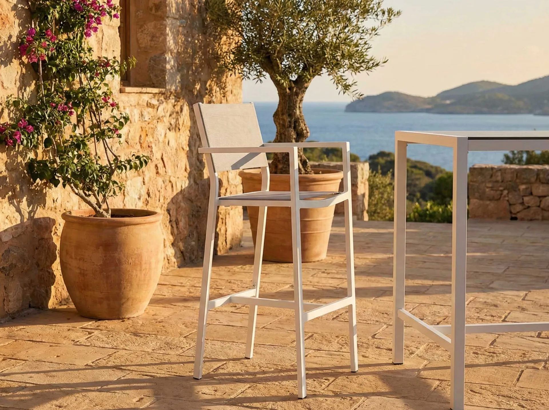 Gescova Barhocker Arianne Aluminium und Textil - weiß/hellgrau