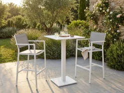 Gescova Barhocker Arianne Aluminium und Textil - weiß/hellgrau
