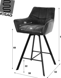 Emob Barhocker Aster - 56x52x95cm - drehbar -