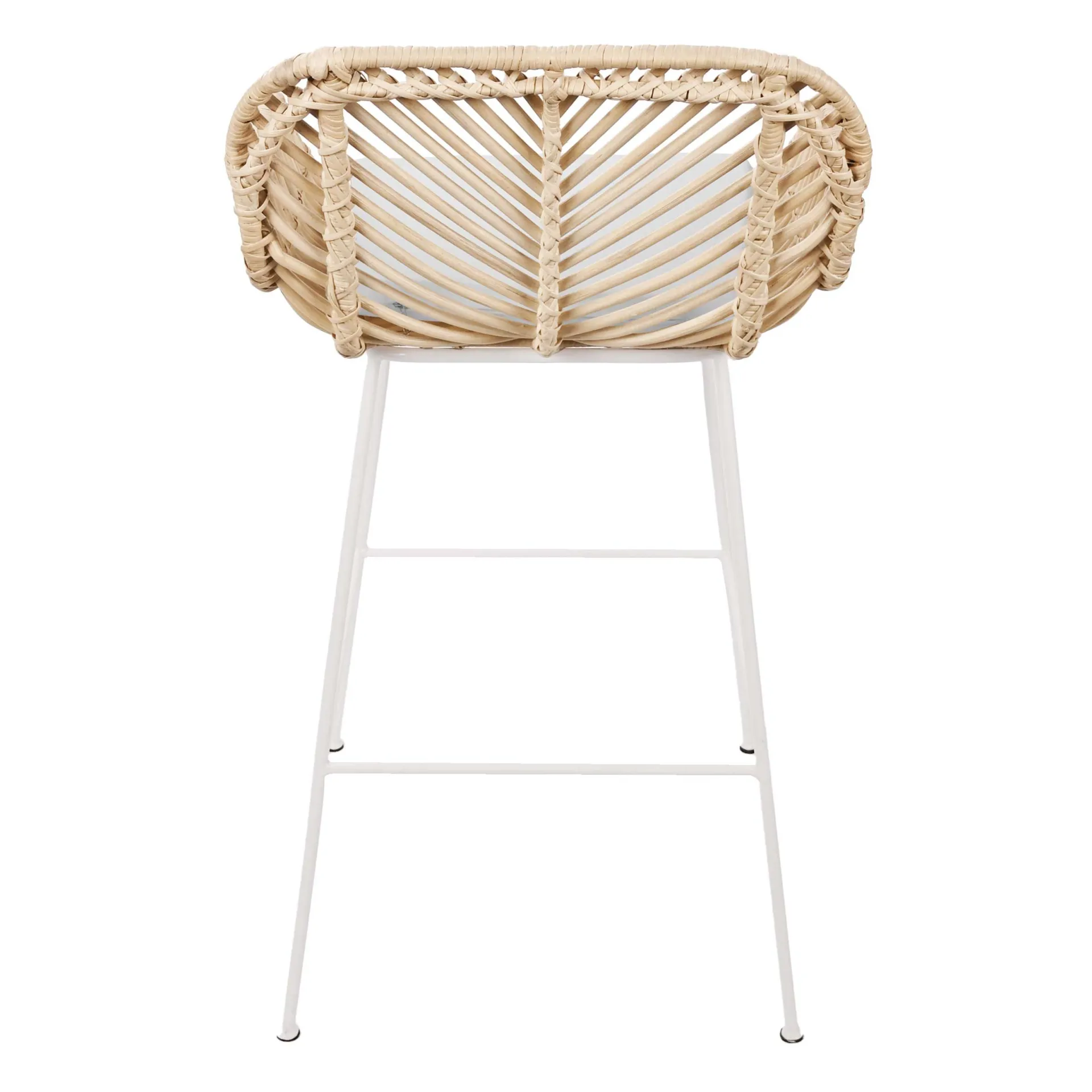 CBA Barhocker Bali - 51x47x92,5cm - mit Sitzkissen - Rattan/Weiß