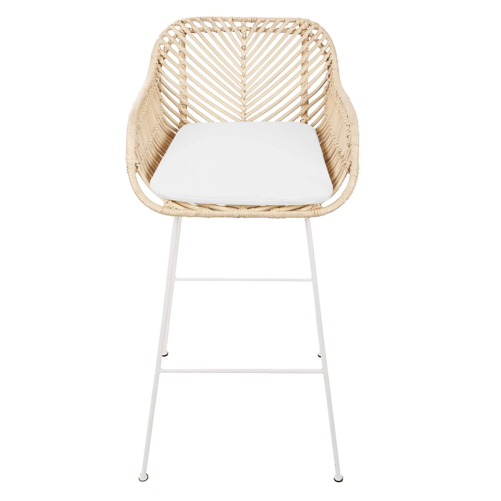 CBA Barhocker Bali - 51x47x92,5cm - mit Sitzkissen - Rattan/Weiß