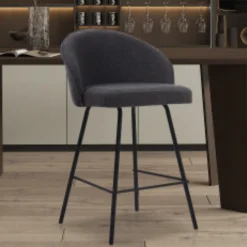 Rousseau Barhocker Bouclé June | Metallbeine | H87 x B52 x T51 cm