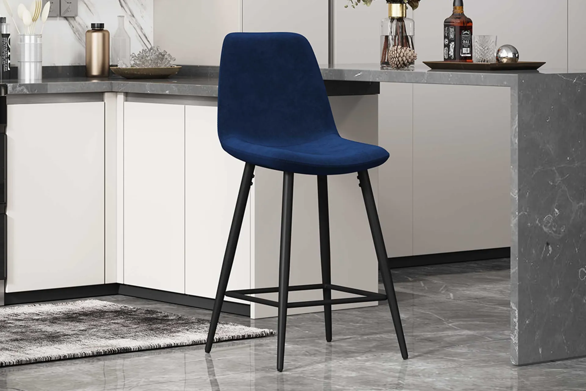 Rousseau Barhocker Jani dunkel Velours