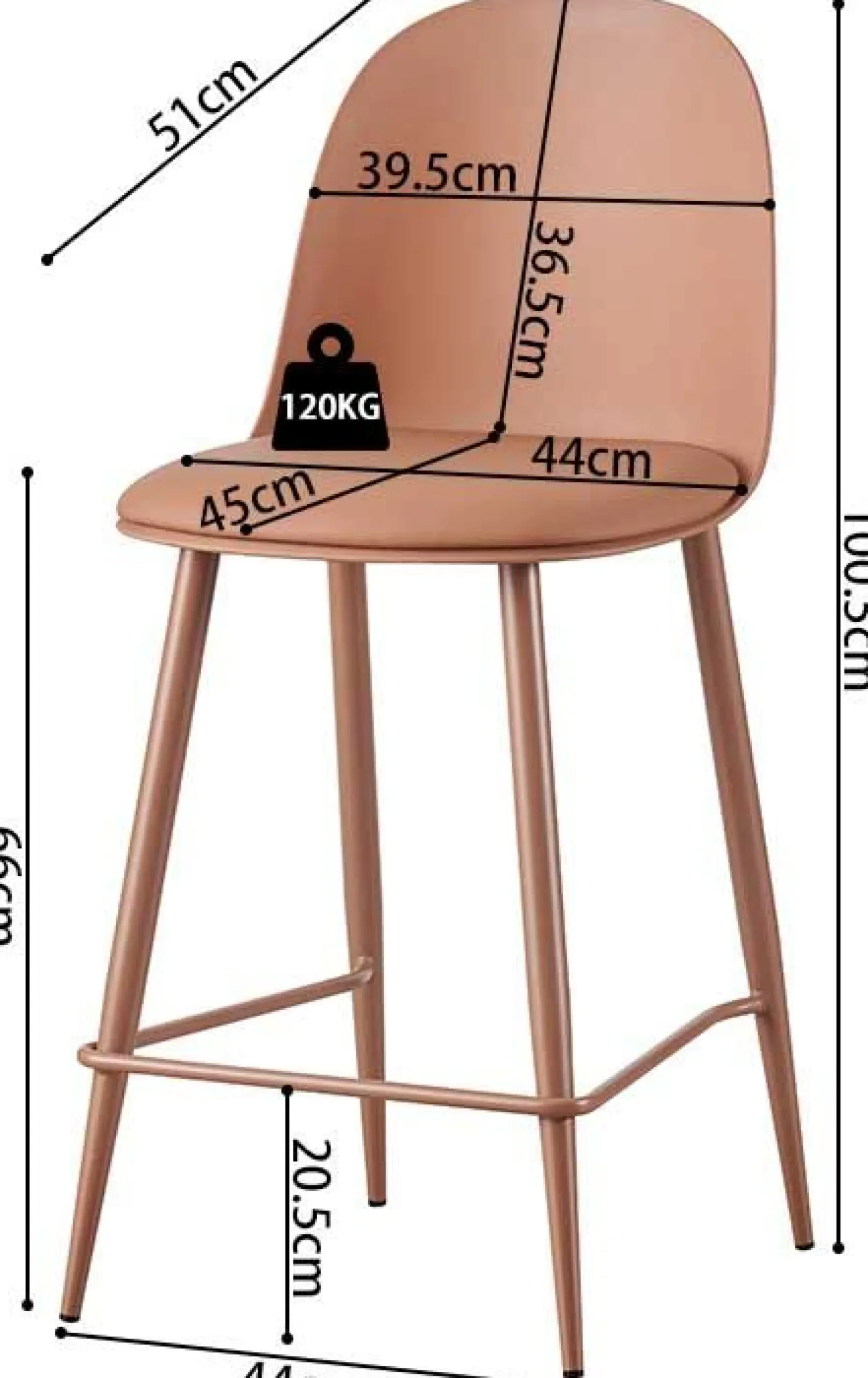 Rousseau Barhocker Jasmin - 44x51x100cm - mit Kissen - terracotta