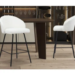 Rousseau Barhocker June Bouclé | Metallbeine | H87 x B52 x T51 cm