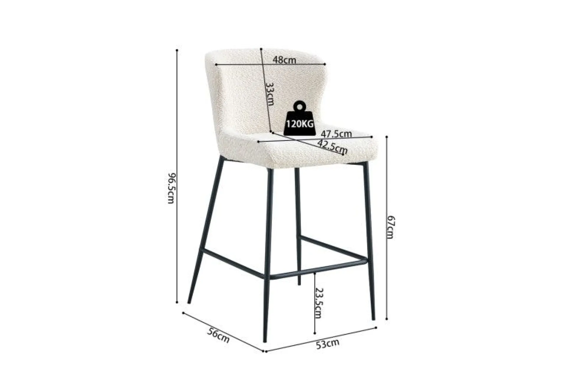 Rousseau Barhocker Lisa | 52 x 56 x 97 cm |