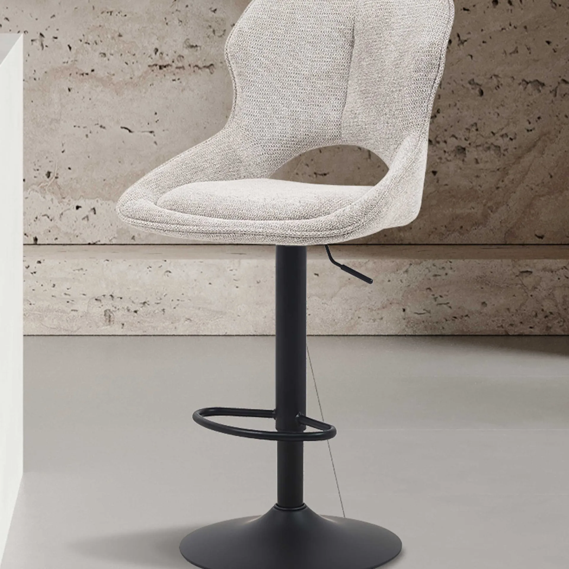 Rousseau Barhocker Morris - 51x53x100-121cm - verstellbar - heller Stoff