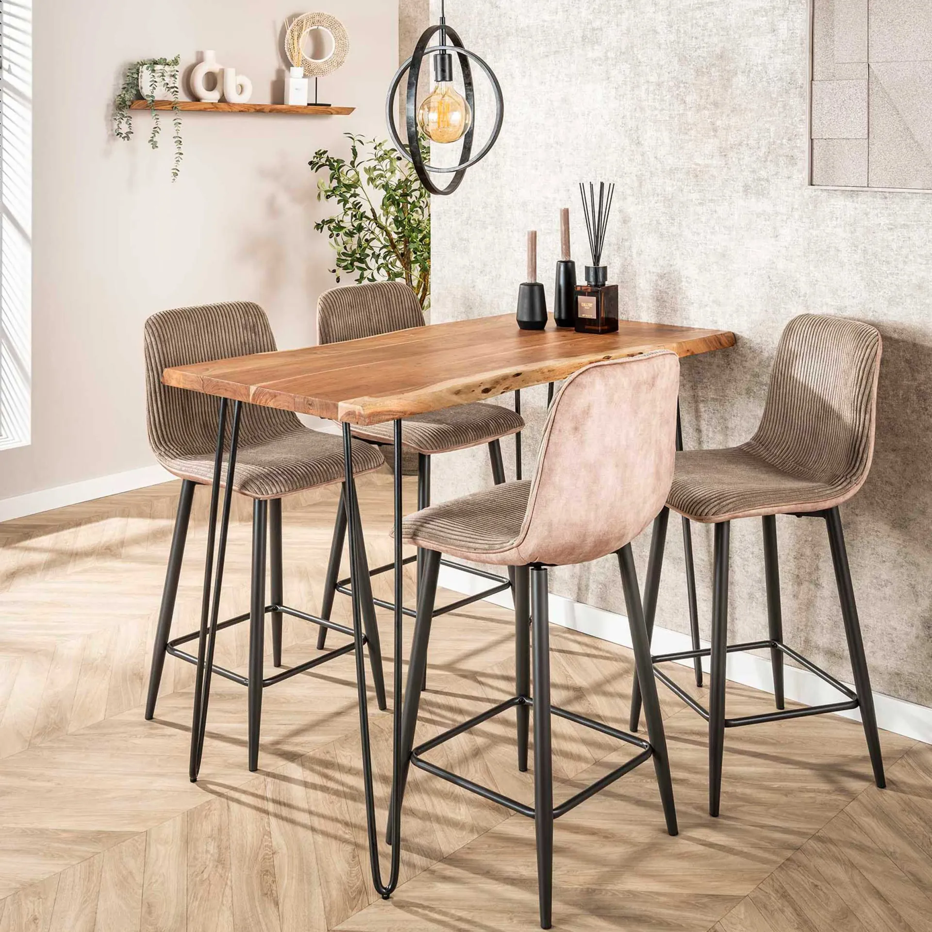 Emob Barhocker Rock - 45x50x99cm - gerippter Samt